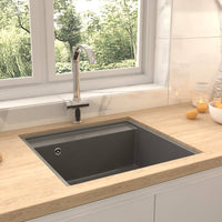 Thumbnail for Küchenspüle mit Überlauf Grau Granit