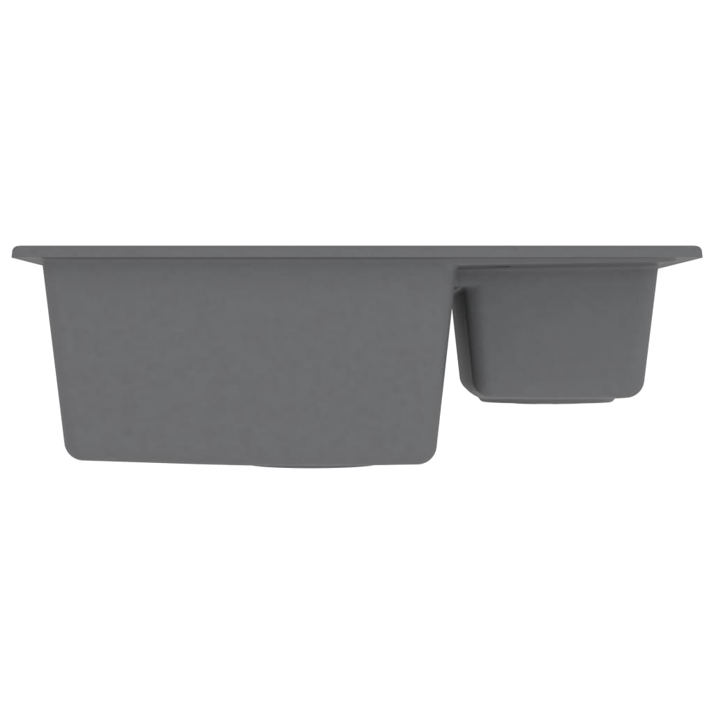Küchenspüle mit Überlauf Doppelbecken Grau Granit