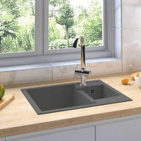 Thumbnail for Küchenspüle mit Überlauf Doppelbecken Grau Granit