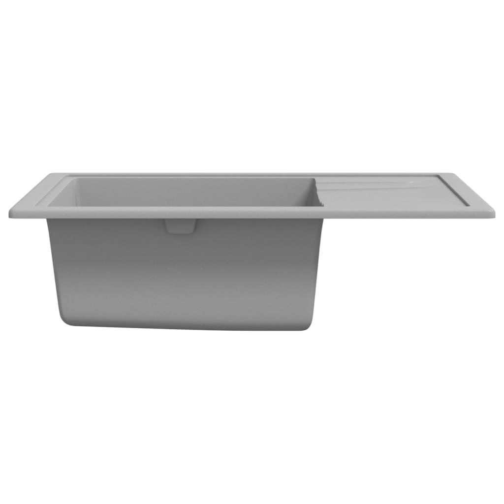 Küchenspüle mit Überlauf Oval Grau Granit