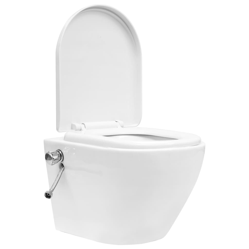 Wand-WC ohne Spülrand mit Einbau-Spülkasten Keramik Weiß