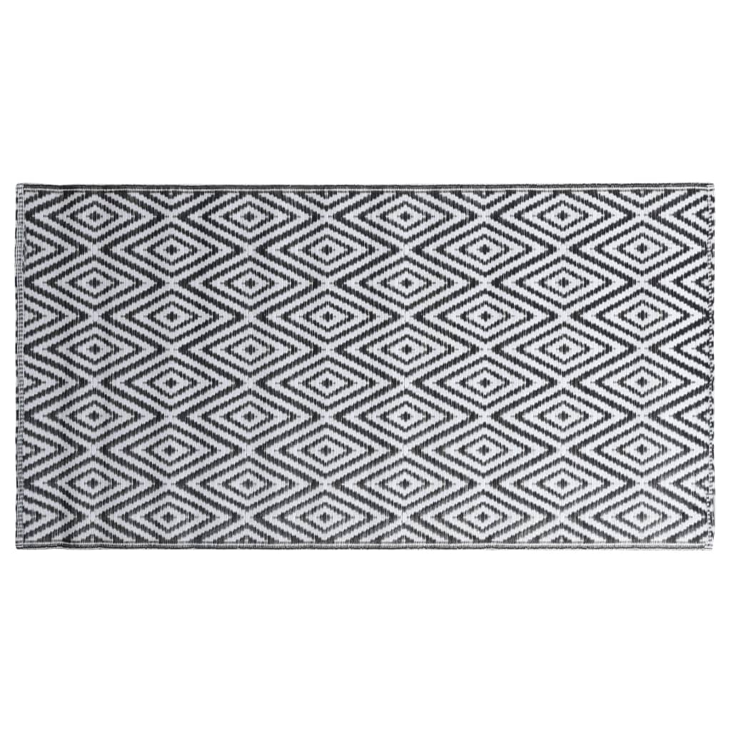 Outdoor-Teppich Weiß und Schwarz 120x180 cm PP