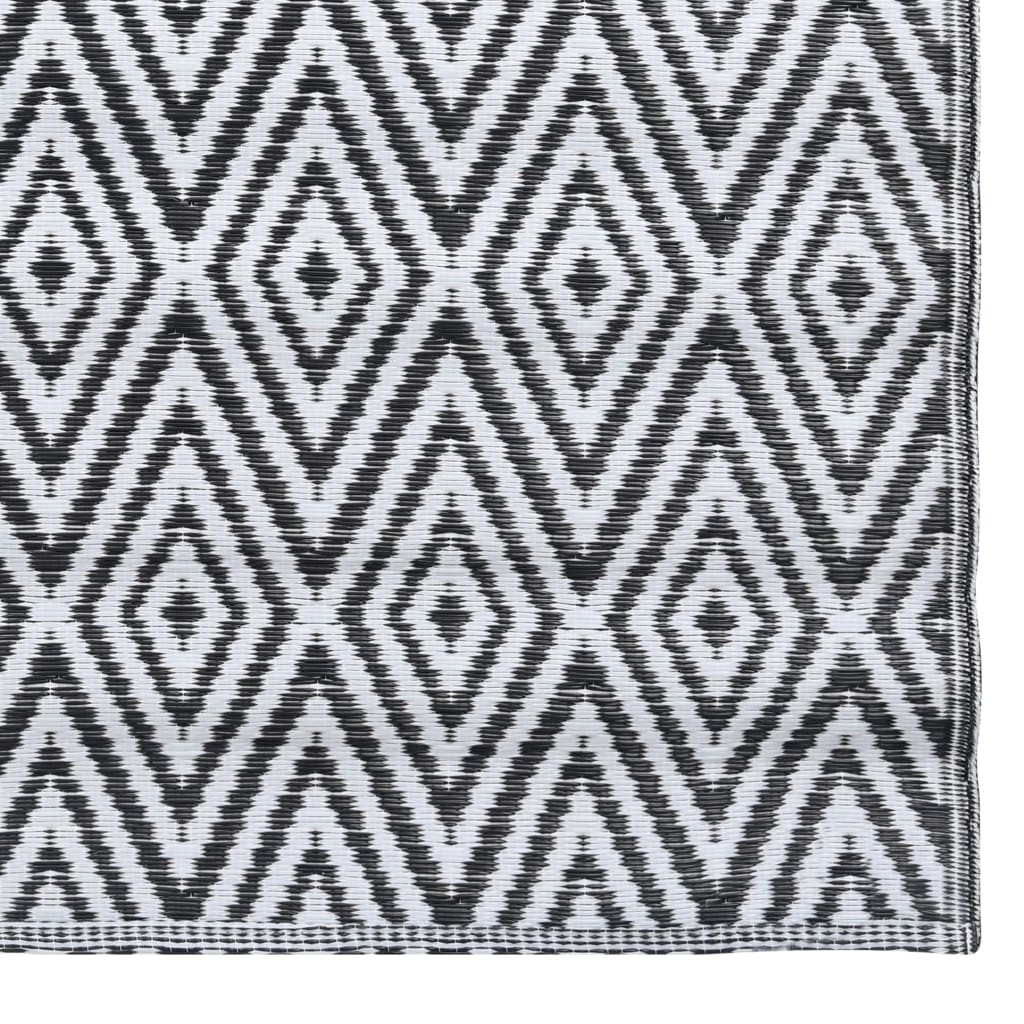 Outdoor-Teppich Weiß und Schwarz 120x180 cm PP