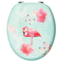 Thumbnail for Toilettensitze mit Deckel 2 Stk. MDF Flamingo-Design