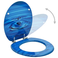 Thumbnail for Toilettensitze mit Deckel 2 Stk. MDF Blau Wassertropfen-Design
