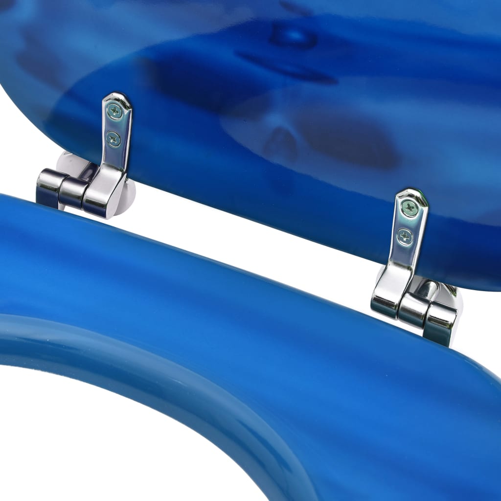 Toilettensitze mit Deckel 2 Stk. MDF Blau Wassertropfen-Design