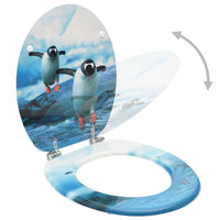 Thumbnail for Toilettensitze mit Deckel 2 Stk. MDF Pinguin-Design