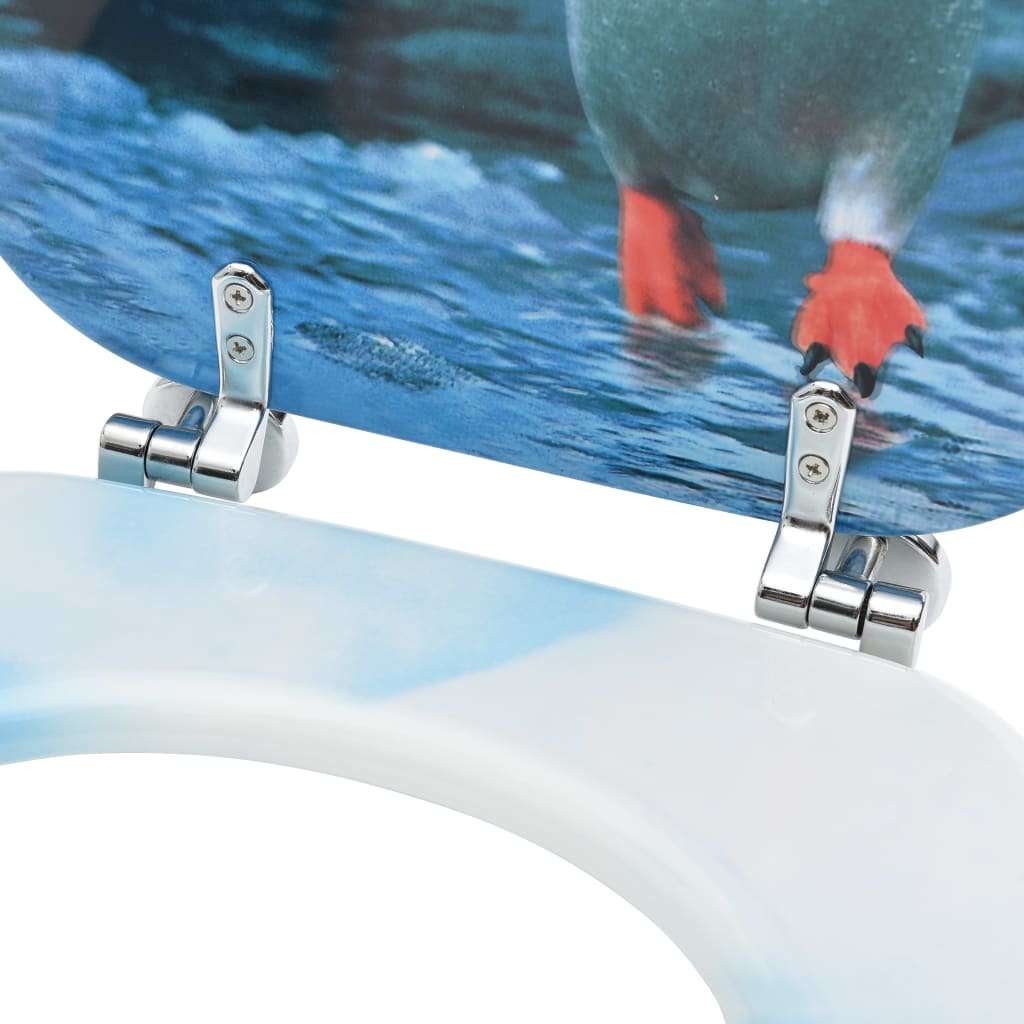 Toilettensitze mit Deckel 2 Stk. MDF Pinguin-Design