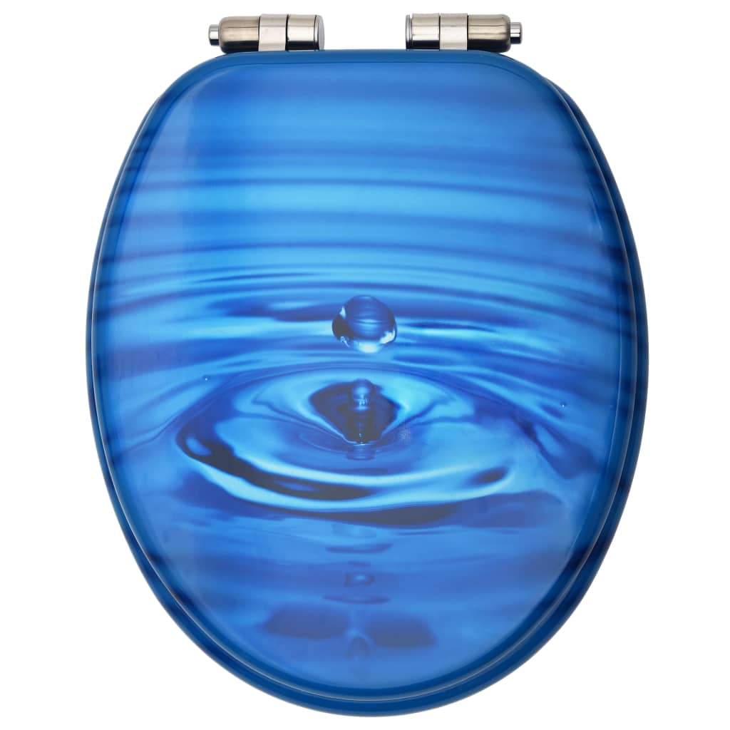 Toilettensitze Soft-Close-Deckel 2 Stk. MDF Blau Wassertropfen