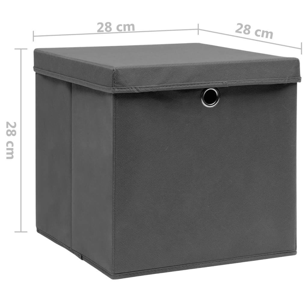 Aufbewahrungsboxen mit Deckeln 4 Stk. 28x28x28 cm Grau