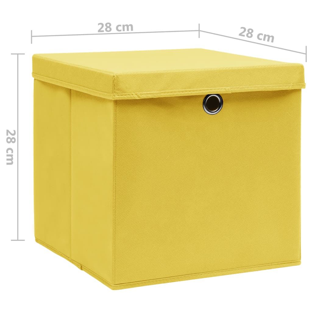 Aufbewahrungsboxen mit Deckeln 4 Stk. 28x28x28 cm Gelb