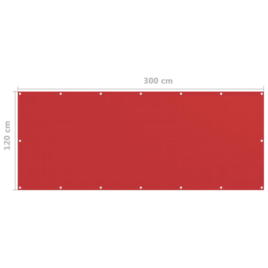 Balkon-Sichtschutz Rot 120x300 cm HDPE
