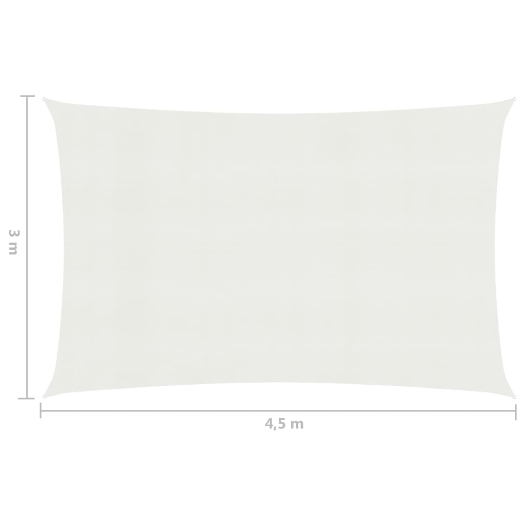 Sonnensegel 160 g/m² Weiß 3x4,5 m HDPE