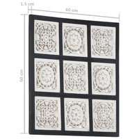 Thumbnail for Handgeschnitztes Wandpaneel MDF 60x60x1,5 cm Schwarz und Weiß