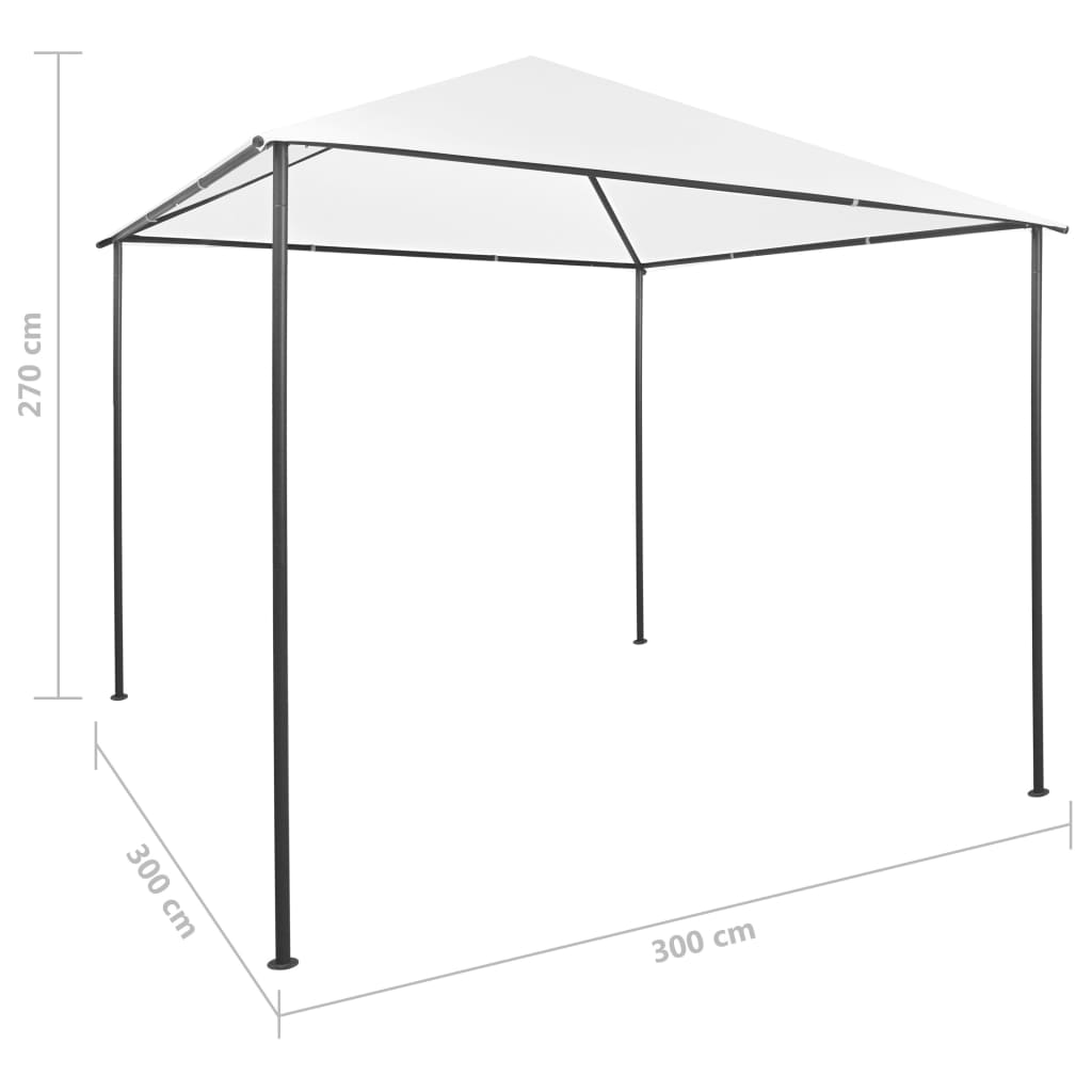 Pavillon 3x3x2,7 m Weiß 180 g/m²