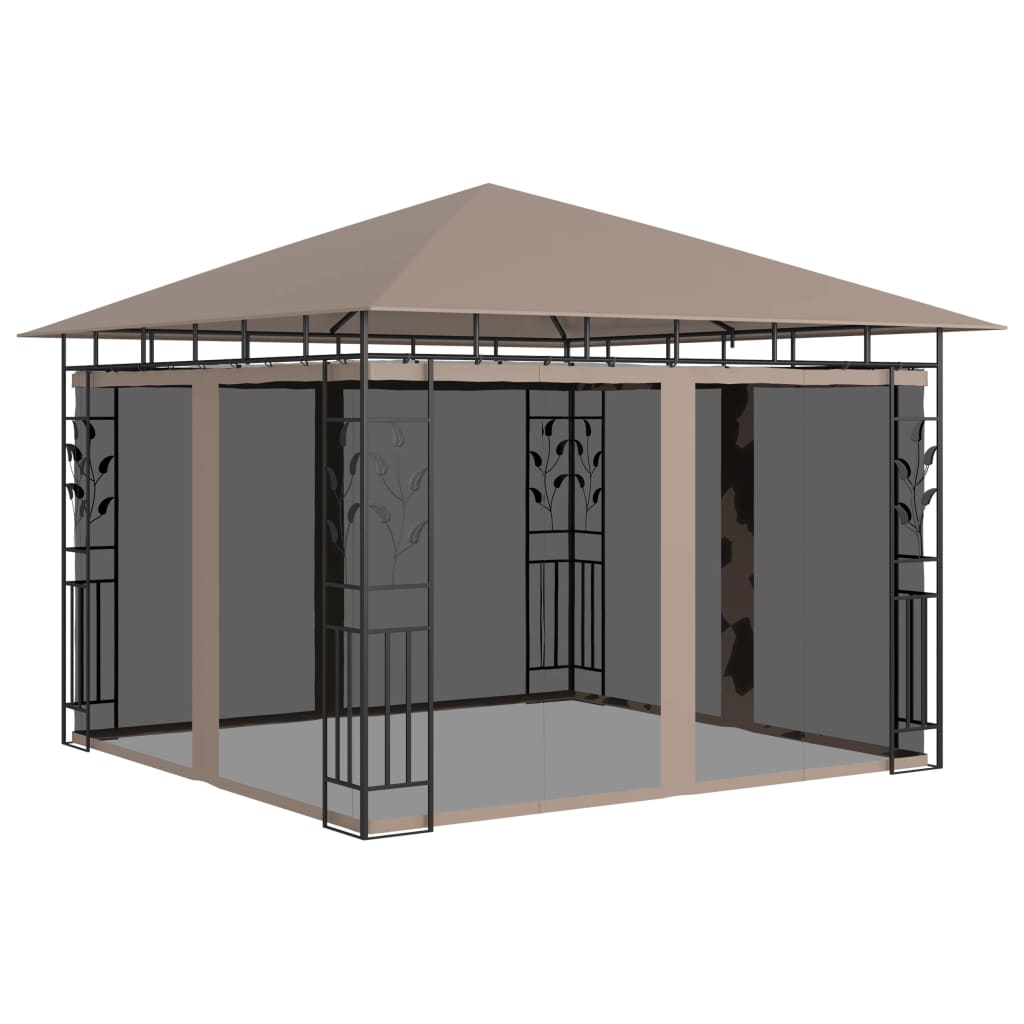 Pavillon mit Moskitonetz 3x3x2,73 m Taupe 180 g/m²