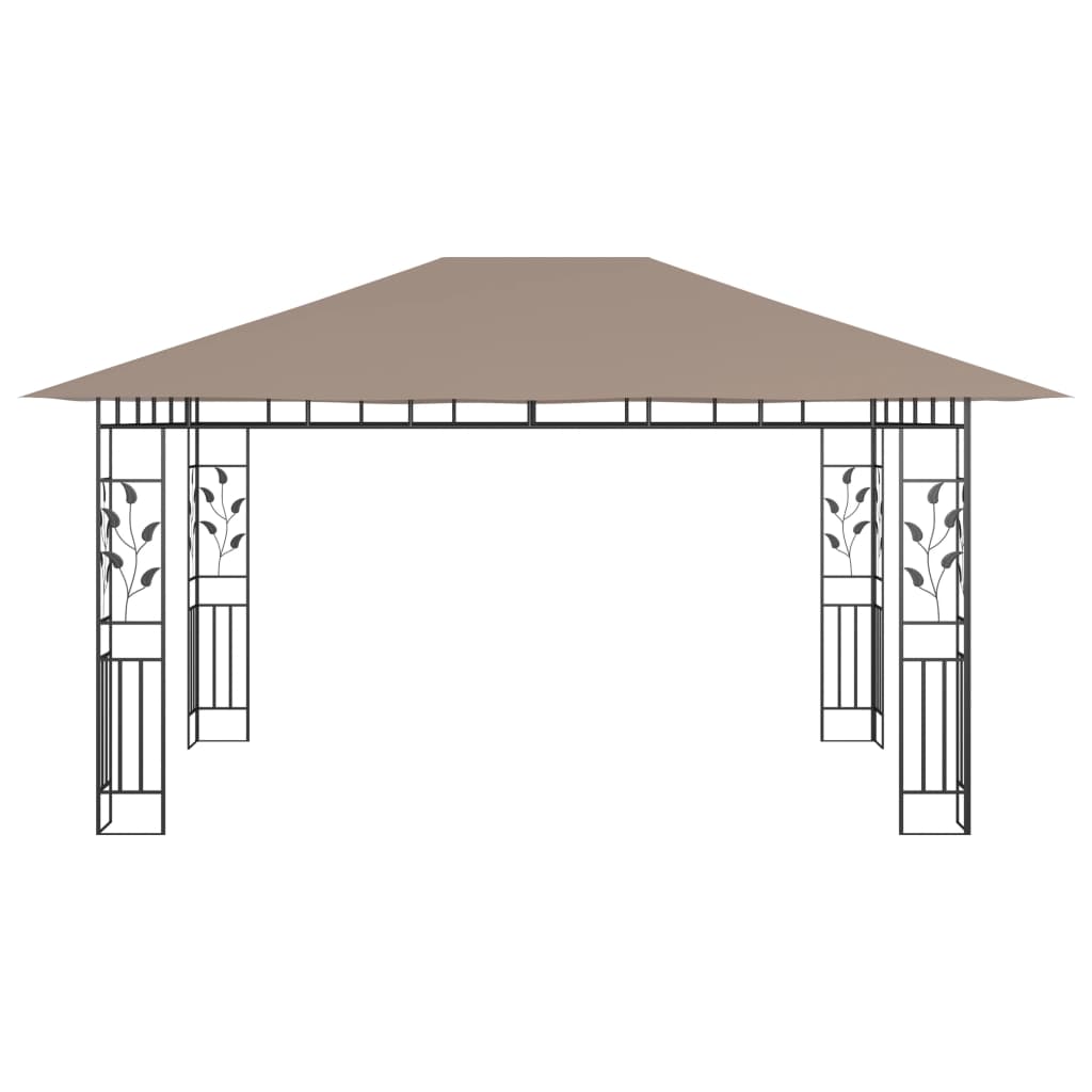 Pavillon mit Moskitonetz 4x3x2,73 m Taupe 180 g/m²
