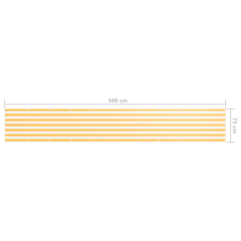 Balkon-Sichtschutz Weiß und Gelb 75x500 cm Oxford-Gewebe