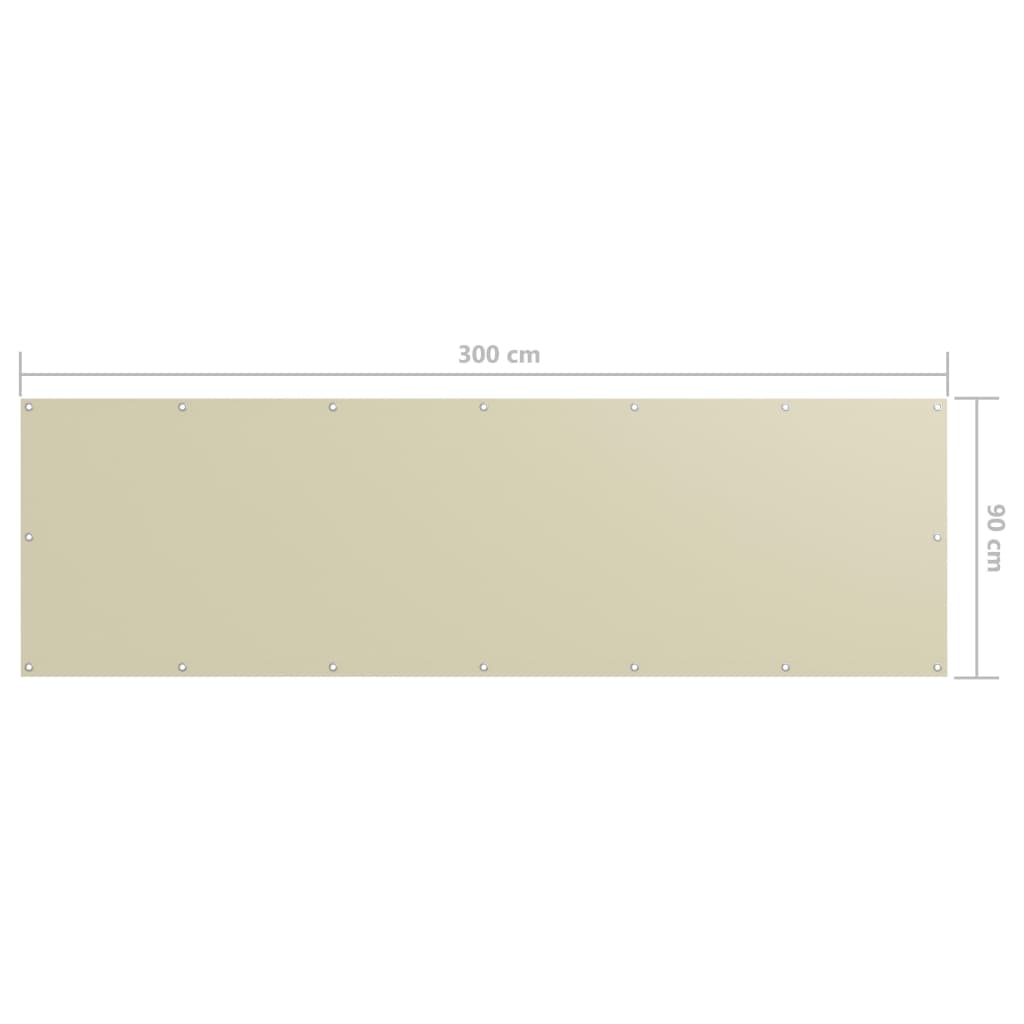 Balkon-Sichtschutz Creme 90x300 cm Oxford-Gewebe