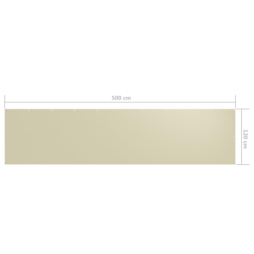 Balkon-Sichtschutz Creme 120x500 cm Oxford-Gewebe