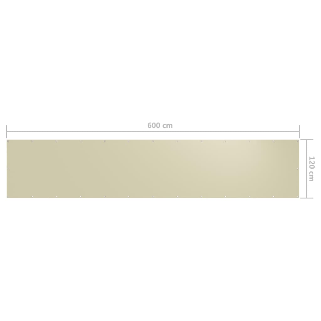 Balkon-Sichtschutz Creme 120x600 cm Oxford-Gewebe