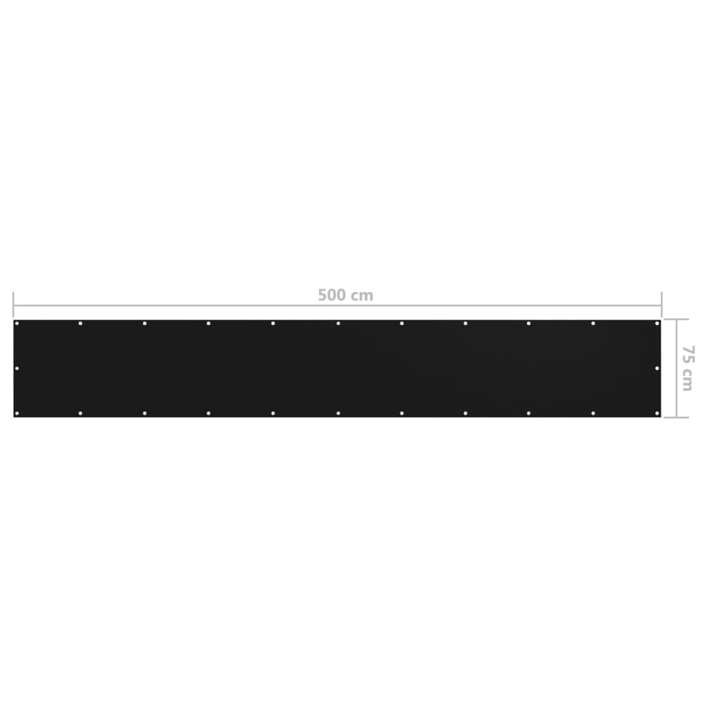 Balkon-Sichtschutz Schwarz 75x500 cm Oxford-Gewebe