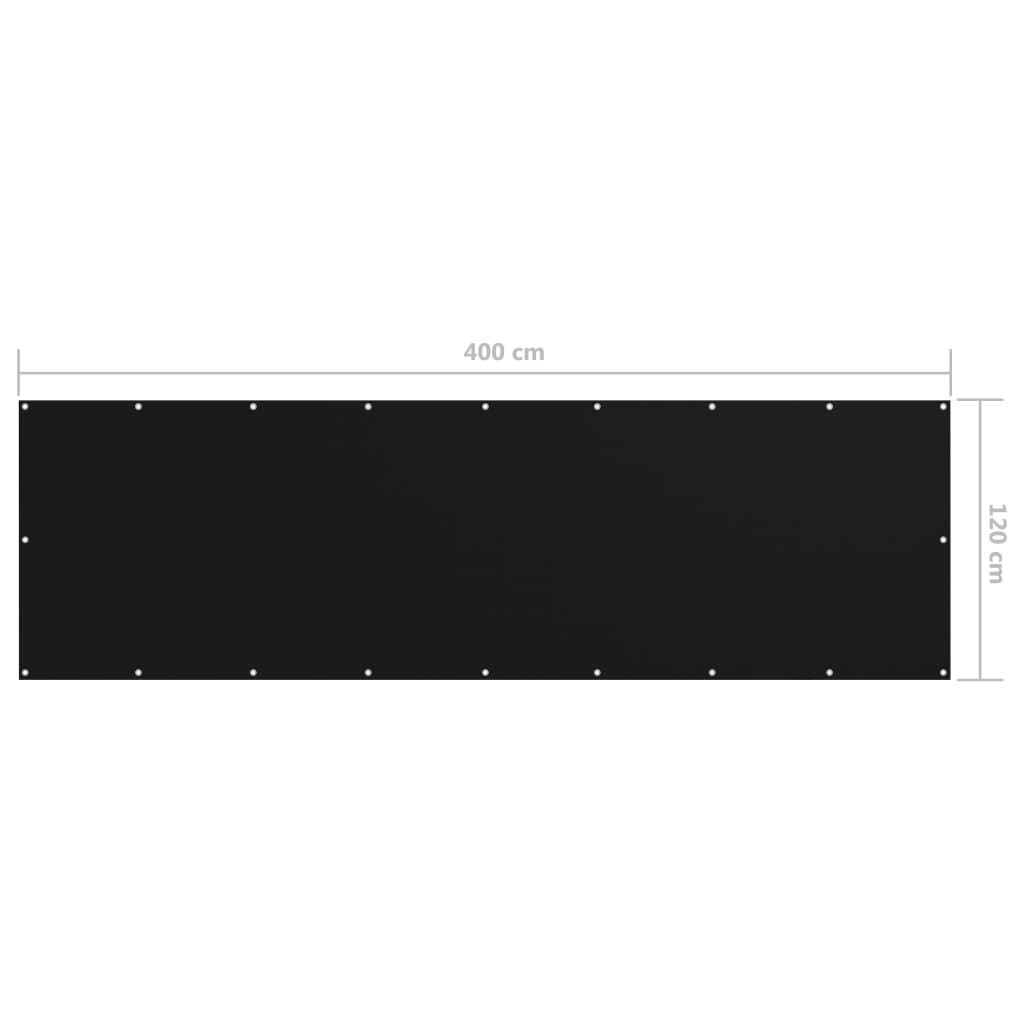 Balkon-Sichtschutz Schwarz 120x400 cm Oxford-Gewebe