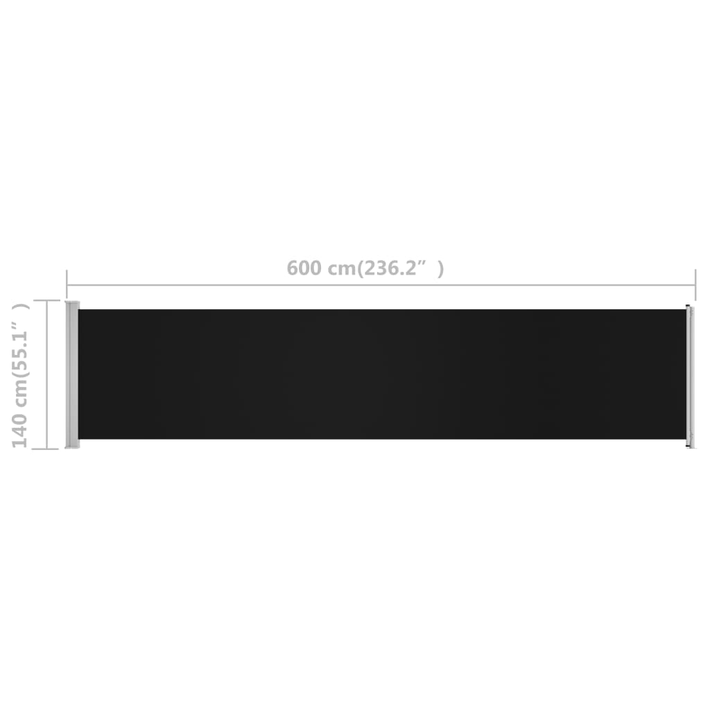 Ausziehbare Seitenmarkise 140x600 cm Schwarz