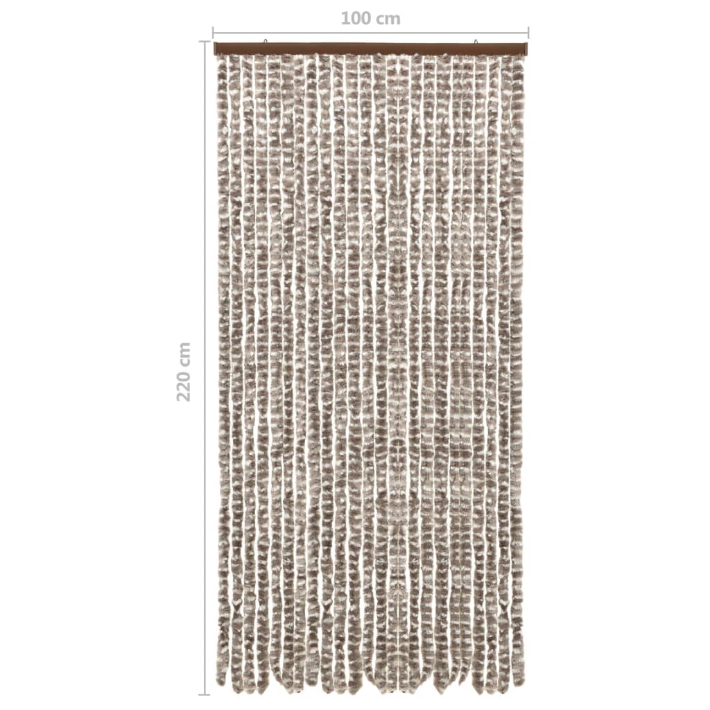 Insektenschutz-Vorhang Taupe und Weiß 100x220 cm Chenille