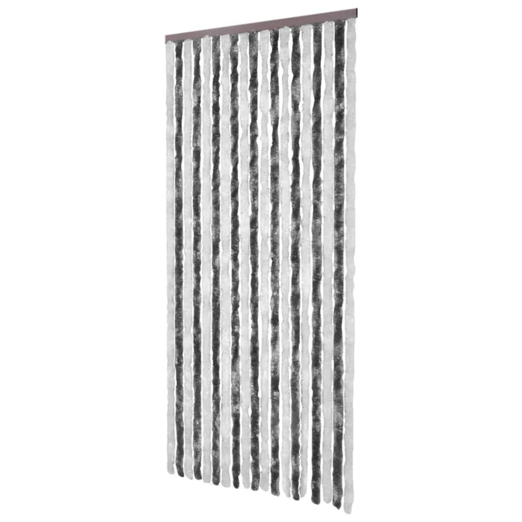 Insektenschutz-Vorhang Grau und Weiß 56x200 cm Chenille