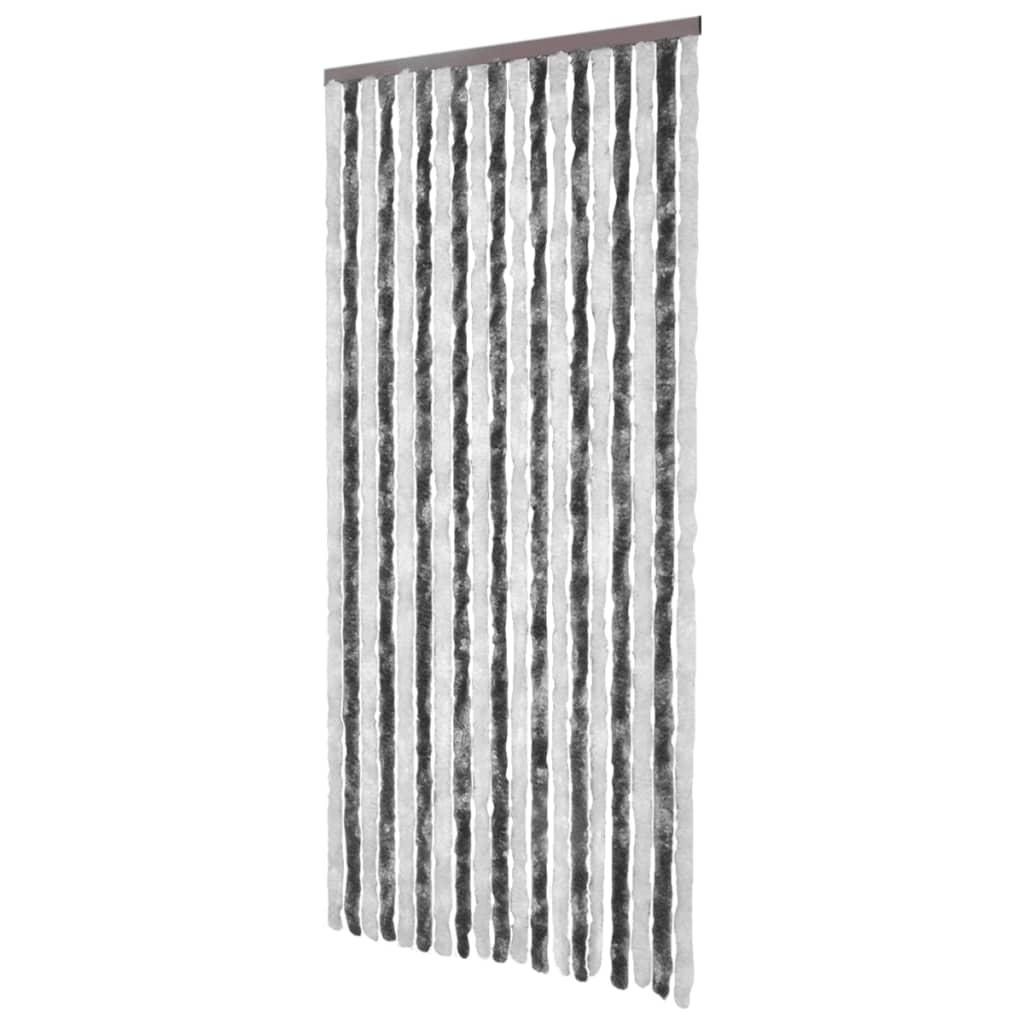 Insektenschutz-Vorhang Grau und Weiß 90x200 cm Chenille