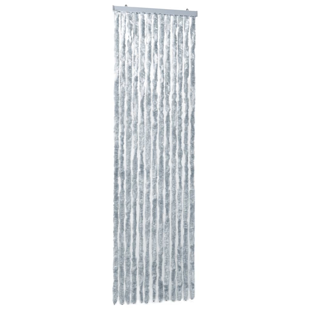 Insektenschutz-Vorhang Weiß und Grau 56x200 cm Chenille