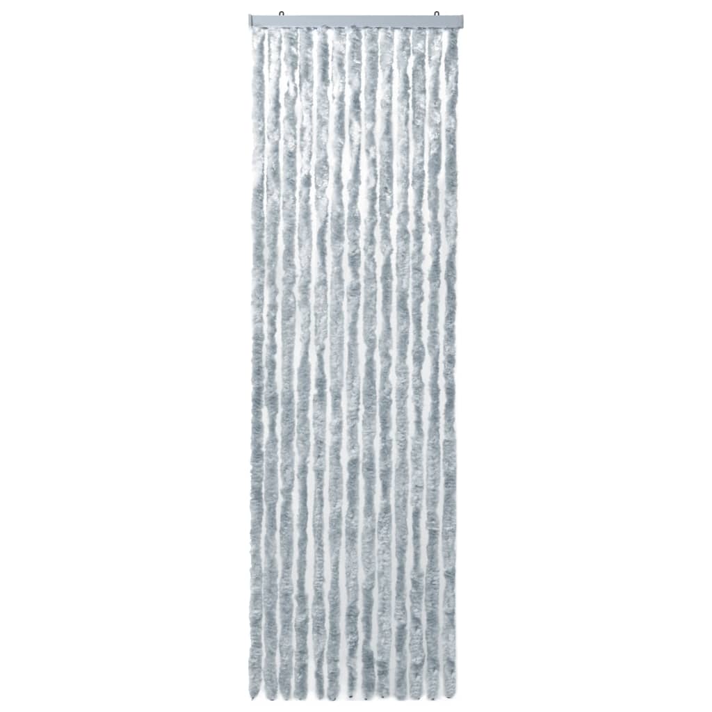 Insektenschutz-Vorhang Weiß und Grau 90x200 cm Chenille