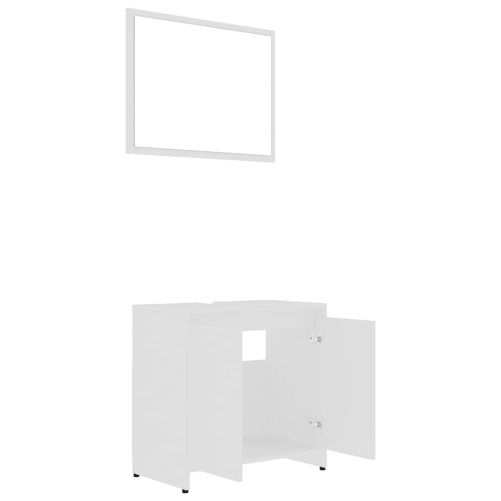 4-tlg. Badmöbel-Set Weiß Holzwerkstoff