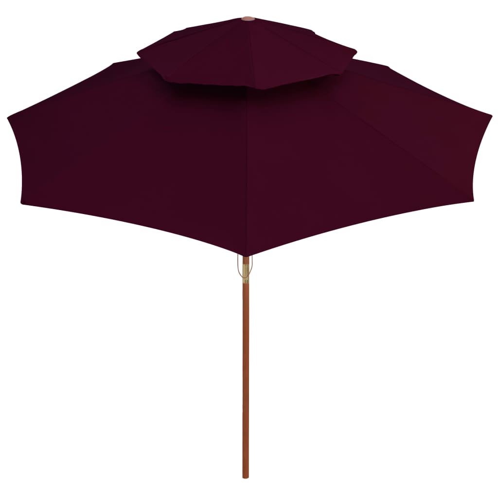 Sonnenschirm mit Doppeldach und Holzmast Bordeauxrot 270 cm
