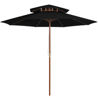 Thumbnail for Sonnenschirm mit Doppeldach und Holzmast Schwarz 270 cm