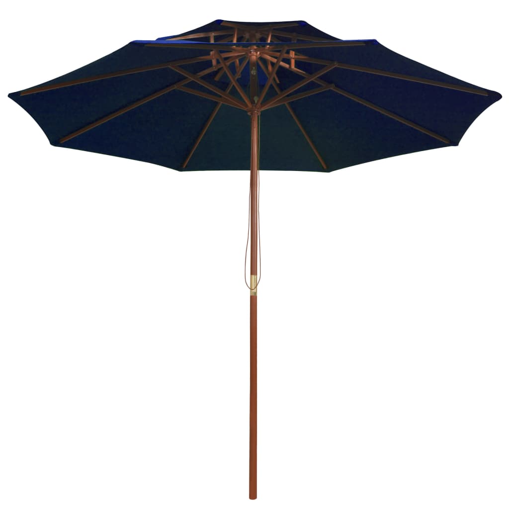 Sonnenschirm mit Doppeldach und Holzmast Blau 270 cm
