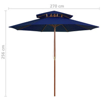 Thumbnail for Sonnenschirm mit Doppeldach und Holzmast Blau 270 cm