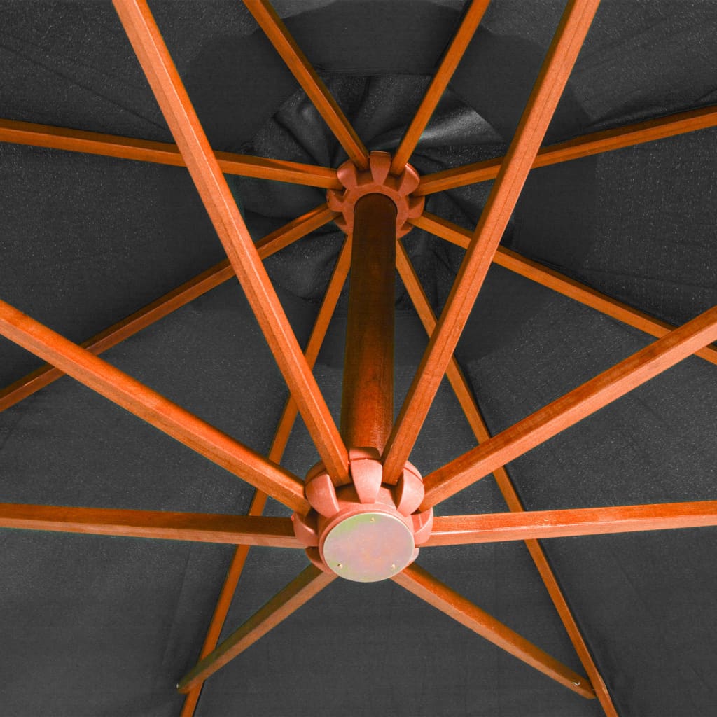 Ampelschirm mit Mast Anthrazit 3,5x2,9 m Massivholz Tanne