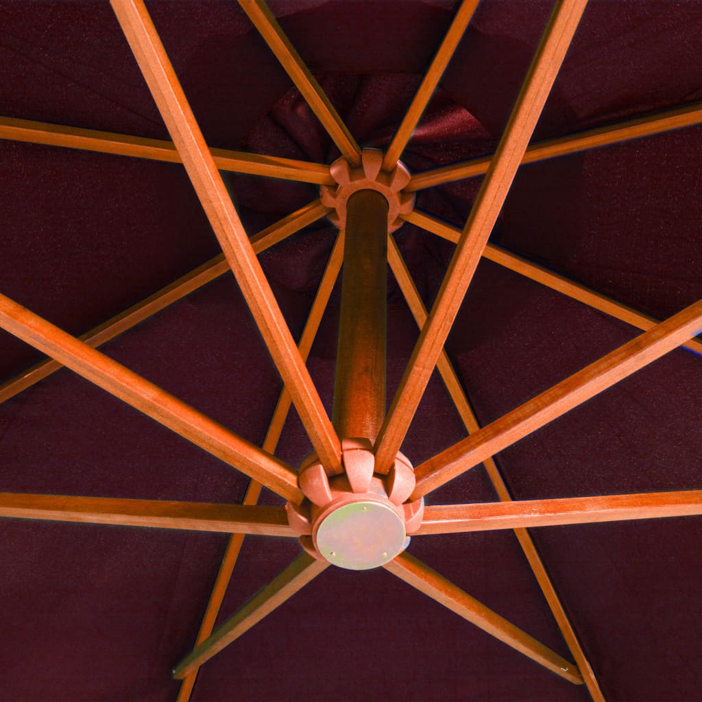 Ampelschirm mit Mast Bordeauxrot 3,5x2,9 m Massivholz Tanne