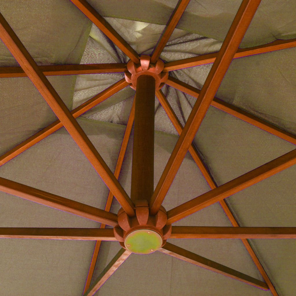Ampelschirm mit Mast Taupe 3x3 m Massivholz Tanne