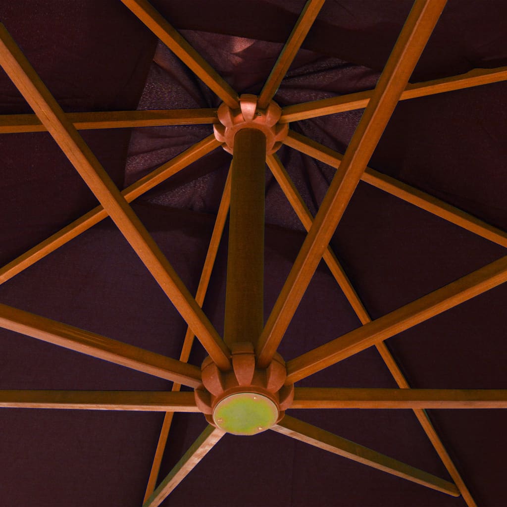 Ampelschirm mit Mast Bordeauxrot 3x3 m Massivholz Tanne