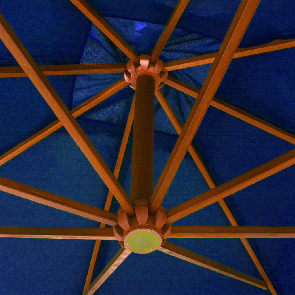 Ampelschirm mit Mast Azurblau 3x3 m Massivholz Tanne
