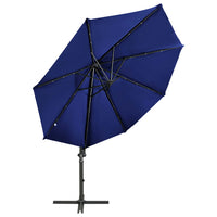 Thumbnail for Ampelschirm mit Mast und LED-Leuchten Azurblau 300 cm
