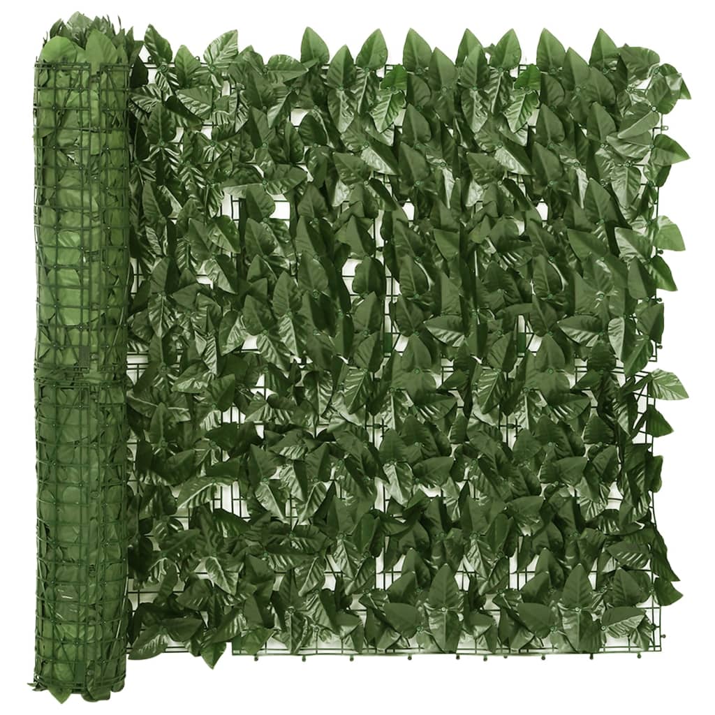 Balkon-Sichtschutz mit Dunkelgrünen Blättern 600x75 cm