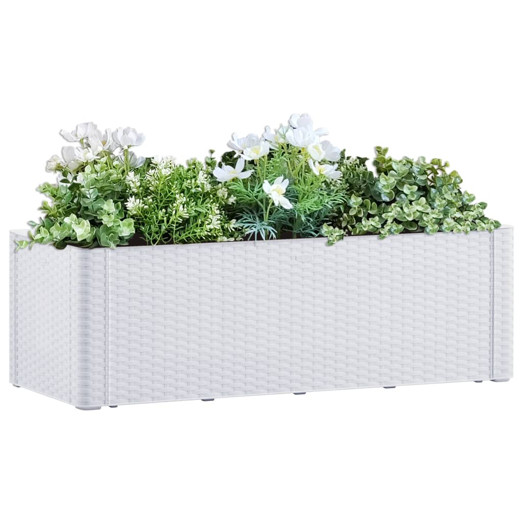Garten-Hochbeet mit Selbstbewässerungssystem Weiß 100x43x33 cm