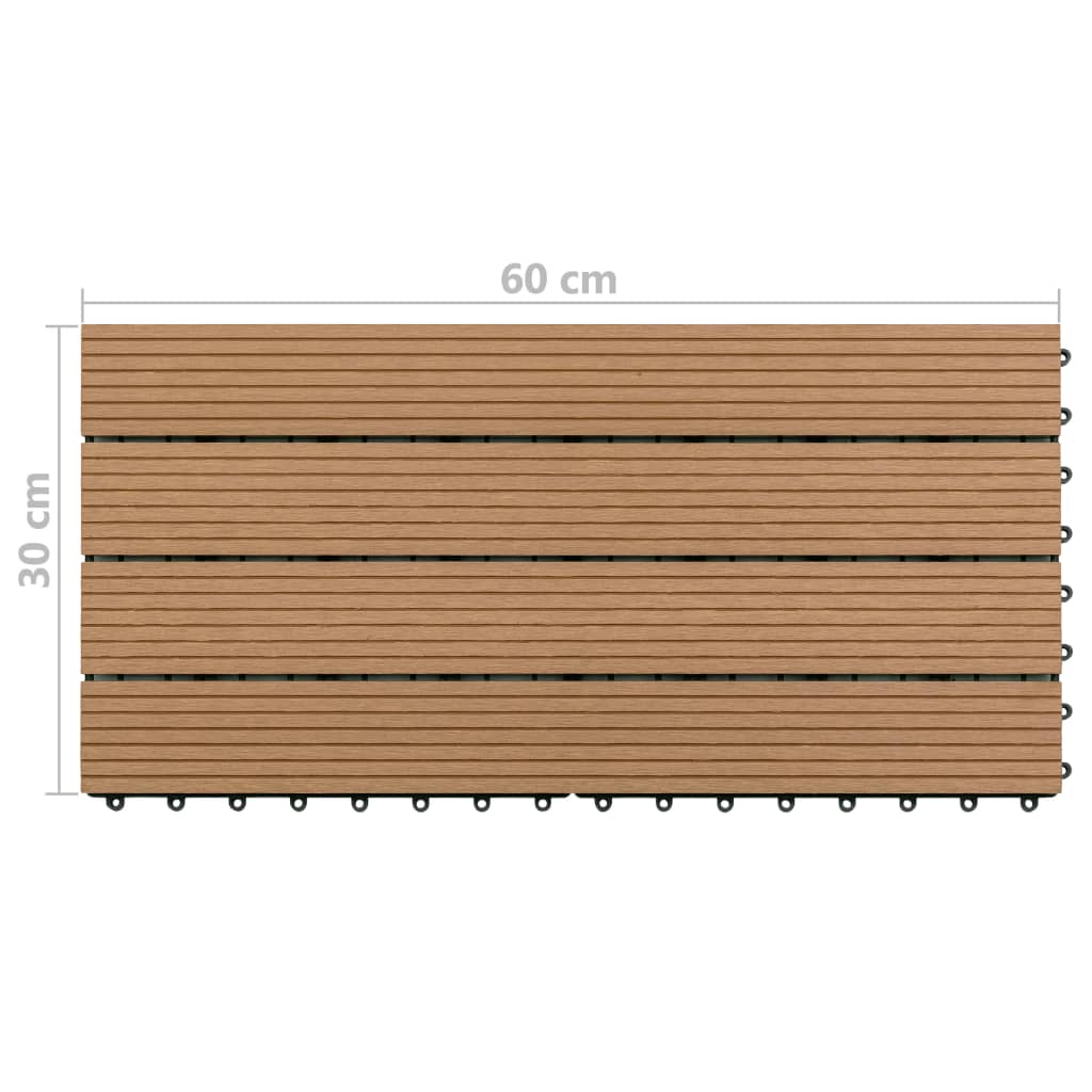Terrassenfliesen 6 Stk. WPC 60x30 cm 1,08 m² Braun