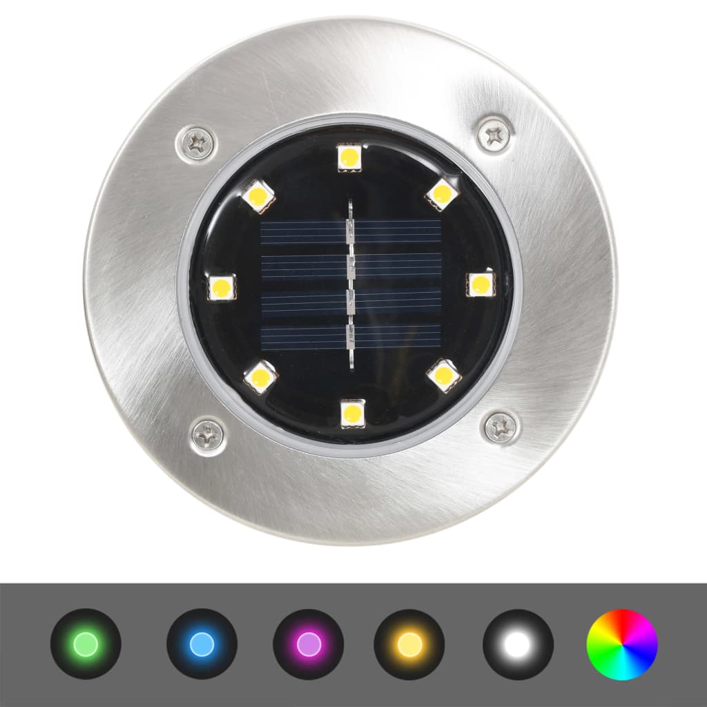 Solar-Bodenleuchten 8 Stk. LED-Leuchtmittel RGB Farbe