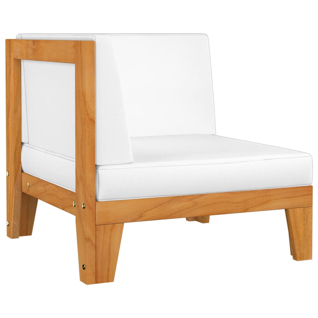 2-Sitzer-Sofa mit Cremeweißen Kissen Akazie Massivholz