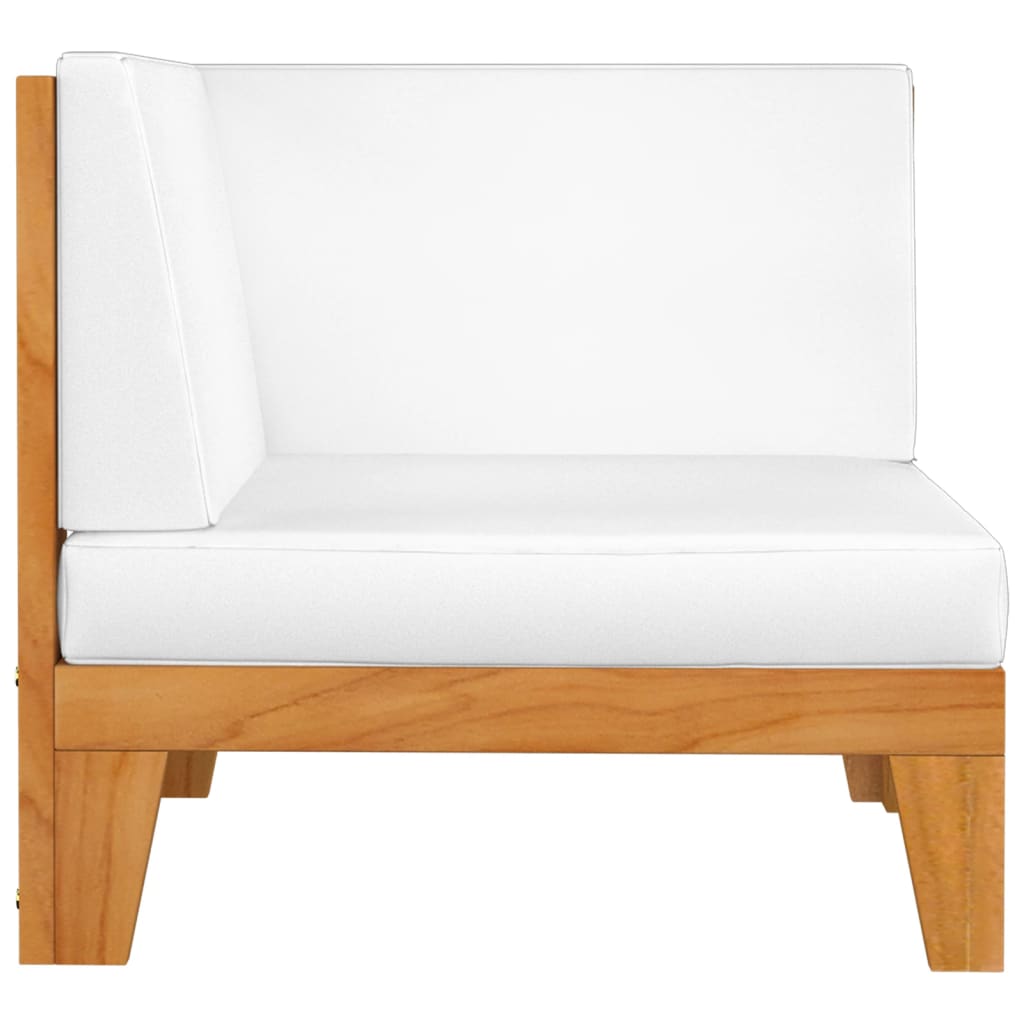 2-Sitzer-Sofa mit Cremeweißen Kissen Akazie Massivholz